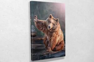Картина KIL Art для интерьера в гостиную спальню Сильный медведь 80x54 см (725)