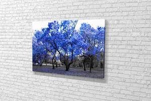 Картина KIL Art для интерьера в гостиную спальню Синие деревья 80x54 см (649)