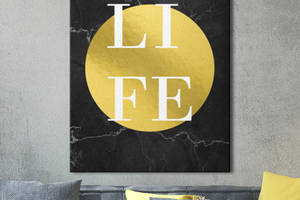 Картина KIL Art для интерьера в гостиную спальню Текст - Жизнь в золоте 80x60 см (P0404)