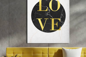 Картина KIL Art для интерьера в гостиную спальню Текст - Любовь в золоте 50x38 см (P0405)