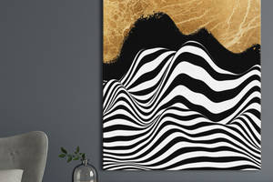 Картина KIL Art для интерьера в гостиную спальню Текстуры - Золото и зебра 80x60 см (P0427)