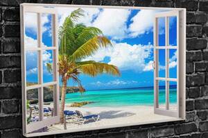 Картина KIL Art для интерьера в гостиную спальню Тропический остров из окна 51x34 см (439)