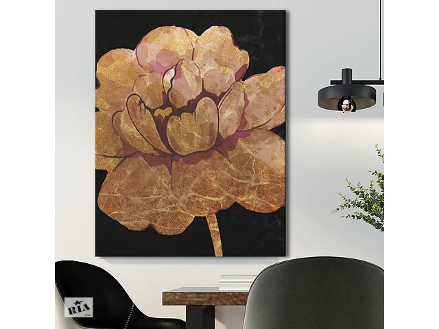 Картина KIL Art для интерьера в гостиную спальню Цветы - Золотой цветок 80x60 см (P0423)