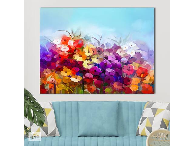 Картина KIL Art для интерьера в гостиную спальню Цветы - Поле цветов 107x80 см (P0512)