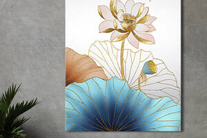 Картина KIL Art для интерьера в гостиную спальню Цветы - Золотя лилия 50x38 см (P0514)