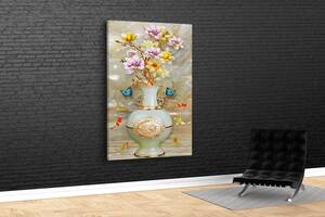 Картина KIL Art для интерьера в гостиную спальню Ваза с цветами 80x54 см (568