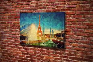 Картина KIL Art для интерьера в гостиную спальню Винтажая Эйфелева башня 80x54 см (834)