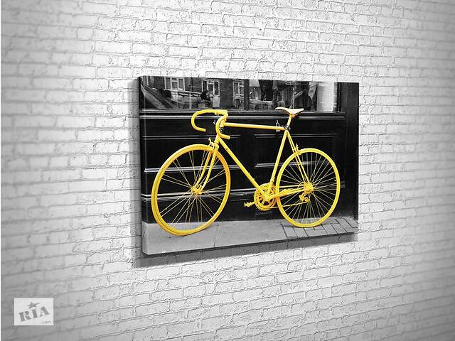 Картина KIL Art для интерьера в гостиную спальню Жёлтый велосипед 51x34 см (838)