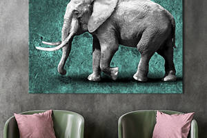 Картина KIL Art для интерьера в гостиную спальню Животные - Чёрно-белый слон 107x80 см (P0492)
