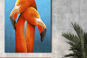 Картина KIL Art для интерьера в гостиную спальню Животные - Оранжевые фламинго 107x80 см (P0518)