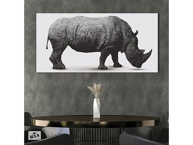 Картина KIL Art для интерьера в гостиную спальню Животные - Текстурный носорог 50x25 см (K0036_M)