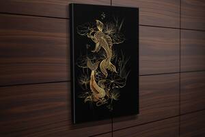Картина KIL Art для интерьера в гостиную спальню Золотые японские рыбы 51x34 см (458