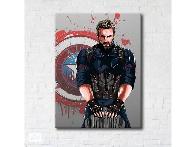 Картина на холсте Captain America's shield 45x60см SKL89-314196