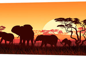 Картина на холсте Декор Карпаты Семья слонов 50х100 см (la838)