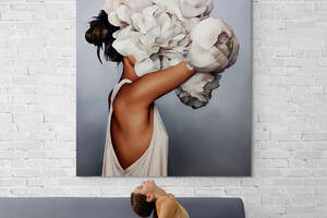 Картина на холсте Девушка с цветами на голове HolstPrint RK0213 размер 50 x 70 см