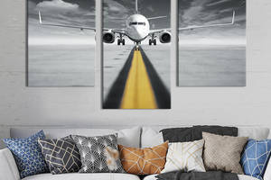Картина на холсте для интерьера KIL Art Большой белый авиалайнер 96x60 см (109-32)