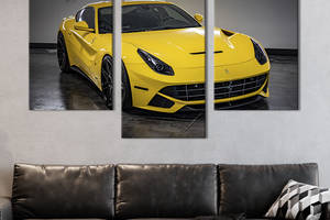 Картина на холсте для интерьера KIL Art Быстрый жёлтый Ferrari 96x60 см (122-32)