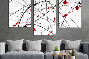 Картина на холсте для интерьера KIL Art Чёрные линии на белом фоне 96x60 см (9-32)