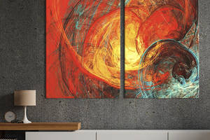 Картина на холсте для интерьера KIL Art диптих Абстрактные солнечные выхри 165x122 см (19-2)