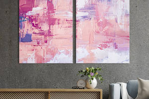 Картина на холсте для интерьера KIL Art диптих Абстракция розовая текстура 165x122 см (21-2)