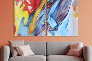 Картина на холсте для интерьера KIL Art диптих Абстракция разноцветный огонь 71x51 см (36-2)