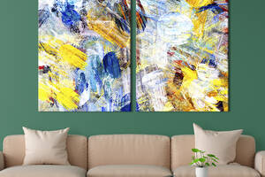 Картина на холсте для интерьера KIL Art диптих Абстракция яркие беспорядочные краски 71x51 см (40-2)
