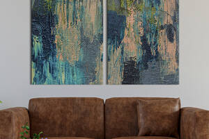 Картина на холсте для интерьера KIL Art диптих Абстрактные тёмные краски 111x81 см (41-2)