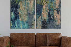 Картина на холсте для интерьера KIL Art диптих Абстрактные тёмные краски 165x122 см (41-2)