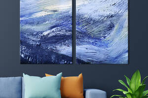Картина на холсте для интерьера KIL Art диптих Абстрактные морские волны 165x122 см (10-2)