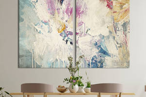 Картина на холсте для интерьера KIL Art диптих Белая абстракция 165x122 см (20-2)