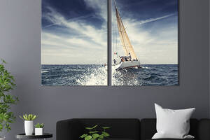 Картина на холсте для интерьера KIL Art диптих Быстрая морская яхта 111x81 см (419-2)