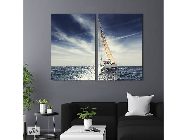 Картина на холсте для интерьера KIL Art диптих Быстрая морская яхта 71x51 см (419-2)