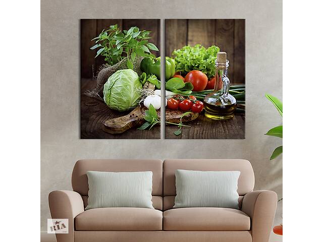 Картина на холсте для интерьера KIL Art диптих Домашние овощи 71x51 см (279-2)