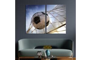 Картина на холсте для интерьера KIL Art диптих Футбольный мяч в сетке 165x122 см (479-2)