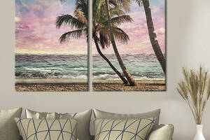 Картина на холсте для интерьера KIL Art диптих Гавайский морской пляж 71x51 см (414-2)