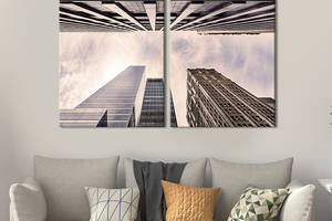 Картина на холсте для интерьера KIL Art диптих Городской пейзаж с небоскрёбами 165x122 см (397-2)