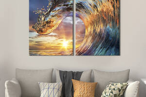 Картина на холсте для интерьера KIL Art диптих Гребень морской волны 71x51 см (440-2)