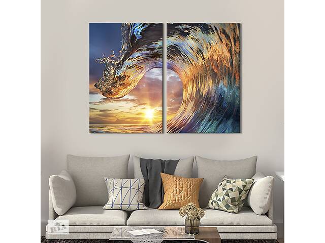 Картина на холсте для интерьера KIL Art диптих Гребень морской волны 71x51 см (440-2)