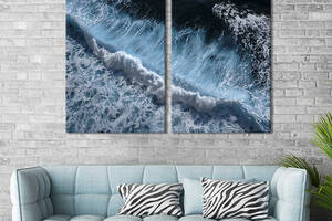 Картина на холсте для интерьера KIL Art диптих Холодные морские волны 165x122 см (456-2)