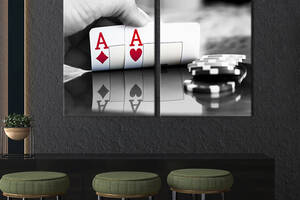 Картина на холсте для интерьера KIL Art диптих Комбинация два туза в покере 111x81 см (477-2)