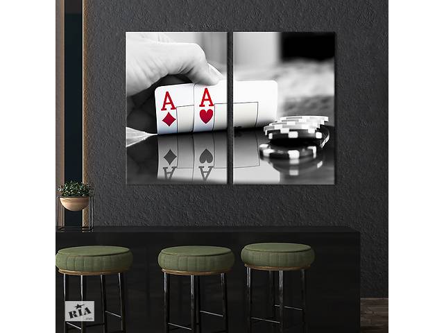 Картина на холсте для интерьера KIL Art диптих Комбинация два туза в покере 71x51 см (477-2)