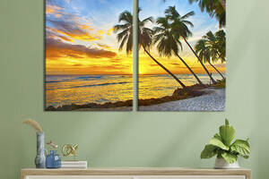 Картина на холсте для интерьера KIL Art диптих Красивый пляж Барбадоса 71x51 см (428-2)