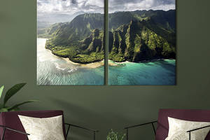 Картина на холсте для интерьера KIL Art диптих Красивый Гавайский остров Кауаи 111x81 см (453-2)