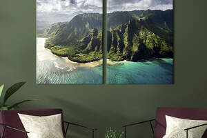 Картина на холсте для интерьера KIL Art диптих Красивый Гавайский остров Кауаи 165x122 см (453-2)
