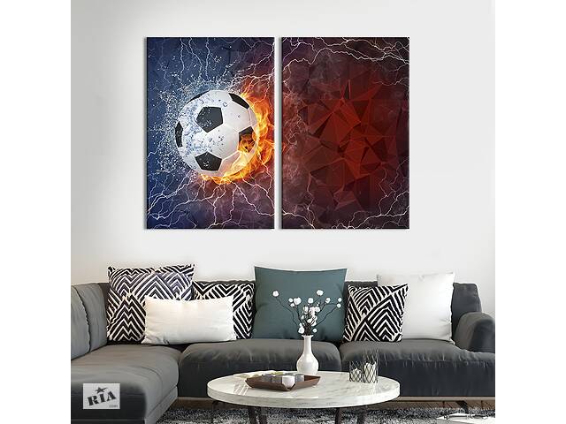 Картина на холсте для интерьера KIL Art диптих Красивый футбольный мяч 111x81 см (480-2)