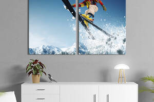 Картина на холсте для интерьера KIL Art диптих Лыжник в прыжке 165x122 см (493-2)