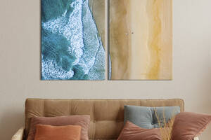 Картина на холсте для интерьера KIL Art диптих Морские волны на тропическом песчаном пляже 165x122 см (445-2)