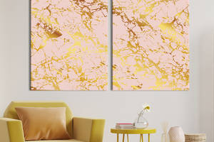 Картина на холсте для интерьера KIL Art диптих Мрамор с золотым узором 111x81 см (27-2)