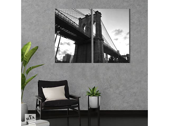Картина на холсте для интерьера KIL Art диптих Мистический Бруклинский мост 111x81 см (379-2)