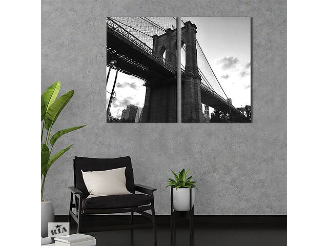 Картина на холсте для интерьера KIL Art диптих Мистический Бруклинский мост 71x51 см (379-2)